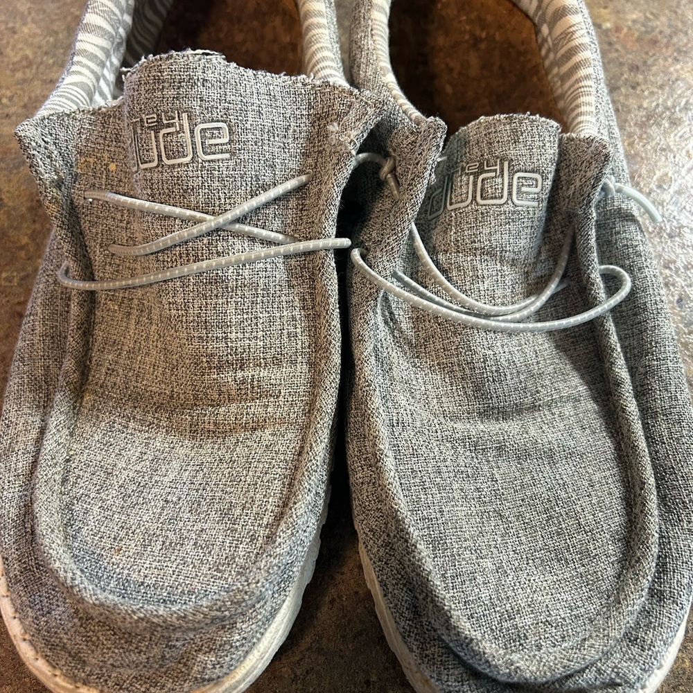 Hey Dude Men's Light Gray Canvas Slip-On Loafers